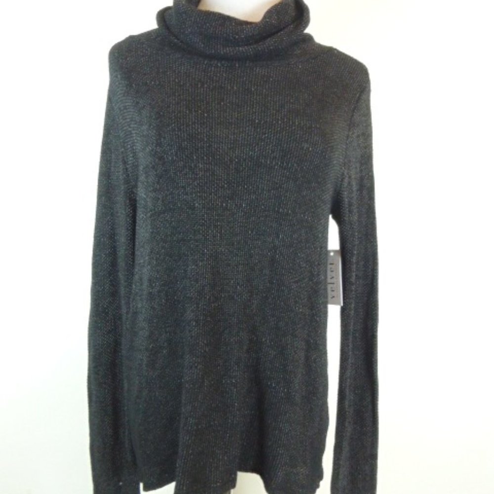 VELVET BY GRAHAM & SPENCER BLACK tweed sweater M